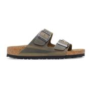 Klassieke tweebandsandaal in geolied khaki nubuck Birkenstock , Green ...