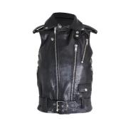 Pre-owned Leather outerwear Yves Saint Laurent Vintage , Black , Dames
