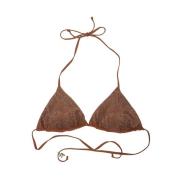 Rhinestone Driehoek Bikini Top Fisico , Brown , Dames