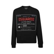 Zwarte Sweatshirt Cool Fit Katoen Dsquared2 , Black , Heren