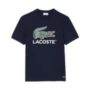 Korte Mouw T-Shirt met Monogram Lacoste , Blue , Heren