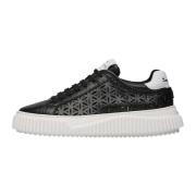 Leather sneakers Herika Perforated Voile Blanche , Black , Dames