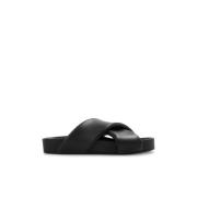 Leren slides Jil Sander , Black , Heren