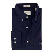 Casual Overhemd Donkerblauw Katoen Gant , Blue , Heren