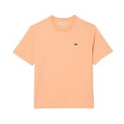 Luxe Organisch Katoenen T-Shirt Lacoste , Orange , Dames