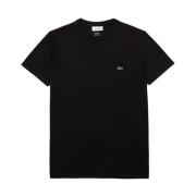 Klassiek Katoenen T-Shirt Lacoste , Black , Heren