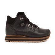 Croco Shiny Plateau Sneaker Woden , Black , Dames