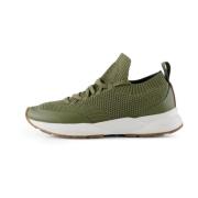 Trendy textielsneaker met visleerdetails Woden , Green , Dames