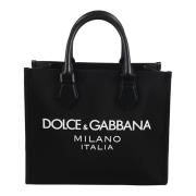 Zwarte Leren Handtas Dolce & Gabbana , Black , Heren