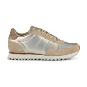 Metallic Nylon Sneaker Nora III Woden , Beige , Dames