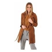 Fluweel leren trenchcoat cognac La Canadienne , Brown , Dames