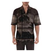 Jacquard palm overhemd Roberto Collina , Black , Heren