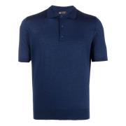 Luxe Cashmere Silk Polo Shirt Colombo , Blue , Heren