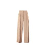 Hoge Taille Wijde Pijp Broek Moorer , Beige , Dames