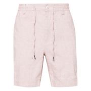 Katoen/Linnen Tapered Fit Shorts Hugo Boss , Pink , Heren