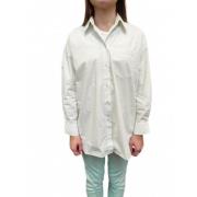 Oversized Effen Aqua Katoenen Shirt Lauren Mason's , White , Dames