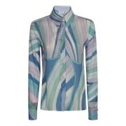 Celeste/bianco Iride Print Katoenen Overhemd Emilio Pucci , Multicolor...