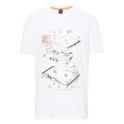 Katoenen Tee-Cassette T-shirt Hugo Boss , White , Heren