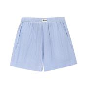 Blauwe Katoenen Shorts - Rechte Snit Margaux Lonnberg , Blue , Dames