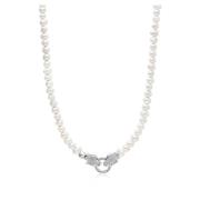 Pearl Choker with Double Panther Head in Silver Nialaya , White , Here...