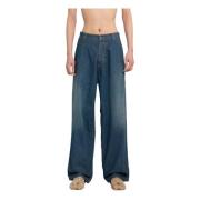 Vintage Denim Jeans met Stijlvolle Details Maison Margiela , Blue , He...