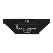 Nylon Logo Marsupio Tas Italië Dolce & Gabbana , Black , Heren
