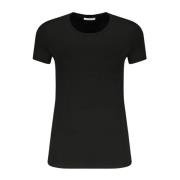 T-shirt met Rhinestone Logo in Katoen Patrizia Pepe , Black , Dames