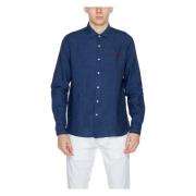 Blauw Linnen Shirt Mannen Lente/Zomer U.s. Polo Assn. , Blue , Heren
