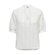 Korte Mouw Geborduurd Overhemd Only , White , Dames