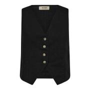 Linnen Vest Blazer Zwart MOS Mosh , Black , Dames