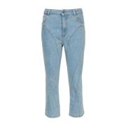 Blauwe Denim Jeans met Contraststiksels Mugler , Blue , Dames