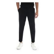 Slim Fit Flanellen Broek met Omslag Paoloni , Black , Heren