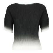 Zwarte Geplooide T-shirt Verloopzoom Herno , Black , Dames