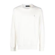 Witte Sweater Honingraatbreisel Logo Crew Ralph Lauren , White , Heren