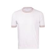 Gestreept Katoenen Gebreid T-shirt Gran Sasso , White , Heren