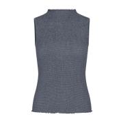 Blauwe mouwloze top met ruches Ibsen Modström , Blue , Dames