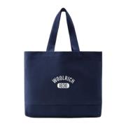 Canvas Shopper Tas Klassiek Ontwerp Woolrich , Blue , Dames