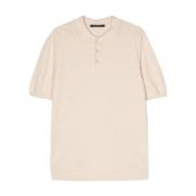 Geribbelde Beige Poloshirt Tagliatore , Beige , Heren