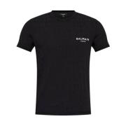 Zwart Stretch Slim Fit Logo T-Shirt Balmain , Black , Heren