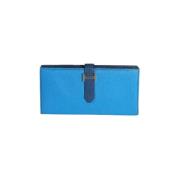 Pre-owned Leather wallets Hermès Vintage , Blue , Dames