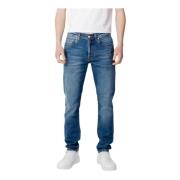 Blauwe Plain Rits Knoop Jeans Mannen Liu Jo , Blue , Heren