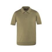 Polo T-shirt met rits van katoen Moorer , Green , Heren