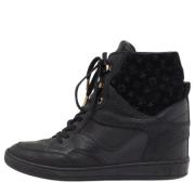 Pre-owned Leather sneakers Louis Vuitton Vintage , Black , Dames