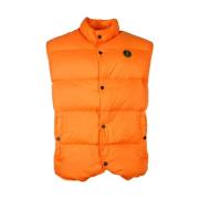 Nylon Puffer Vest met knopen Centogrammi , Orange , Heren