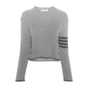 Cropped Cable Gebreide Trui Thom Browne , Gray , Dames
