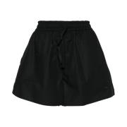 Zwarte Logo-Appliqué Poplin Shorts Moncler , Black , Dames