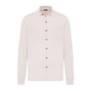 Katoenen Shirt Lange Mouw IJs Grijs Kiton , White , Heren