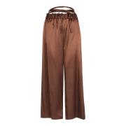 Zijden Wijde Pijp Broek Pinko , Brown , Dames