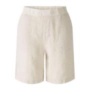 Natuurlijke Linnen Bermuda Shorts Oui , Beige , Dames