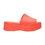 Geëmbosseerde PVC Platform Slides Melissa , Orange , Dames